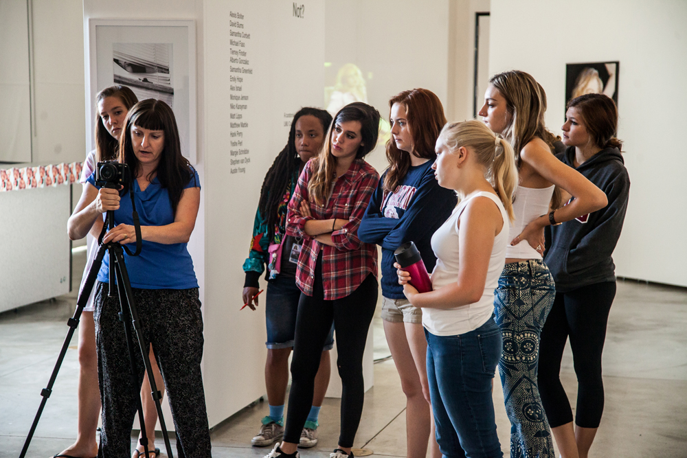 Girls at the Thomas P. Kelly Jr. Student Art Gallery