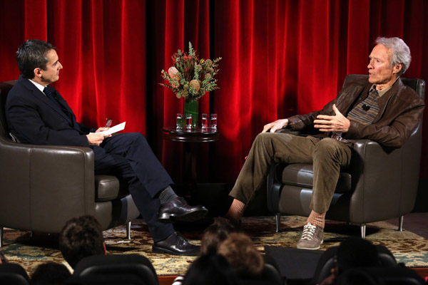 Clint Eastwood with Stephen Galloway at the LMU Hollywood Masters series.