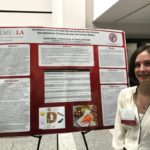 An LMU student with her research poster