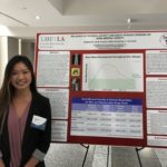 An LMU student with her research poster
