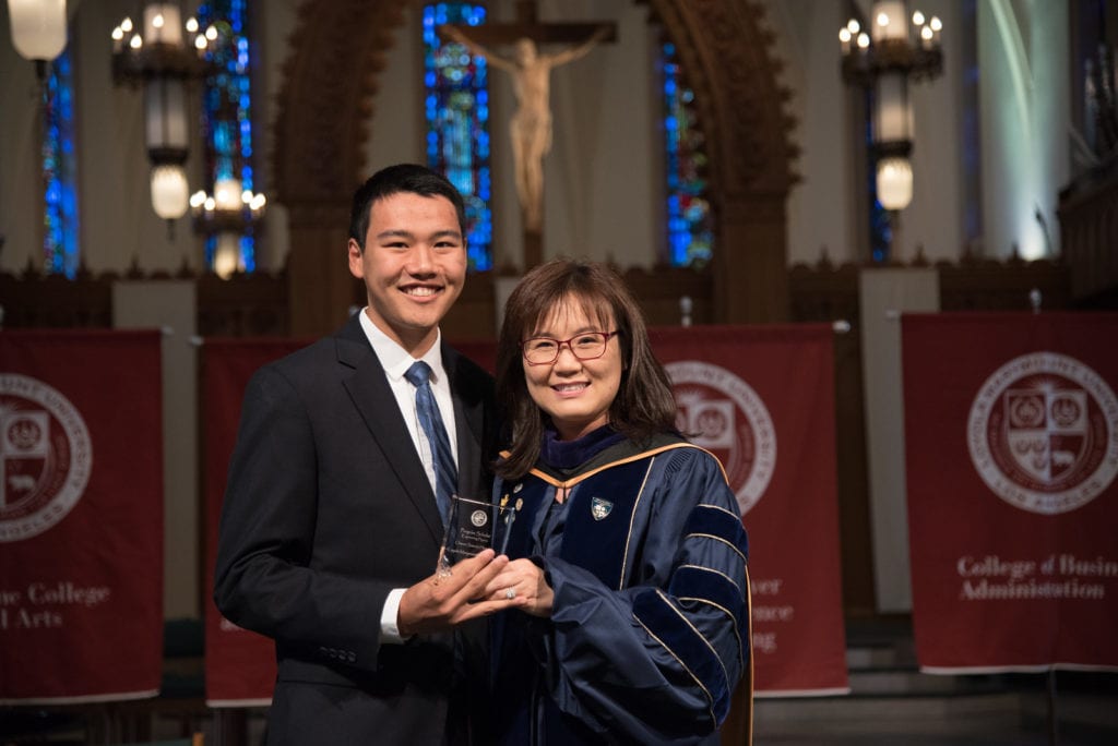 Dean Tina Choe and 2018 Commencement Honoree