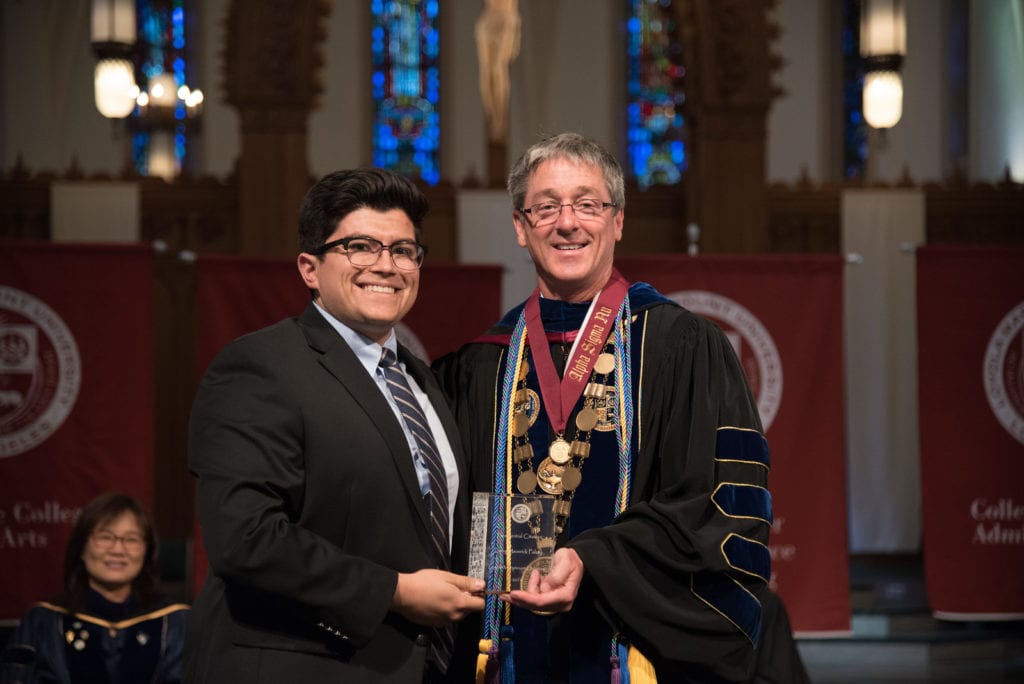 President Timothy Law Snyder with 2018 Convocation Honoree