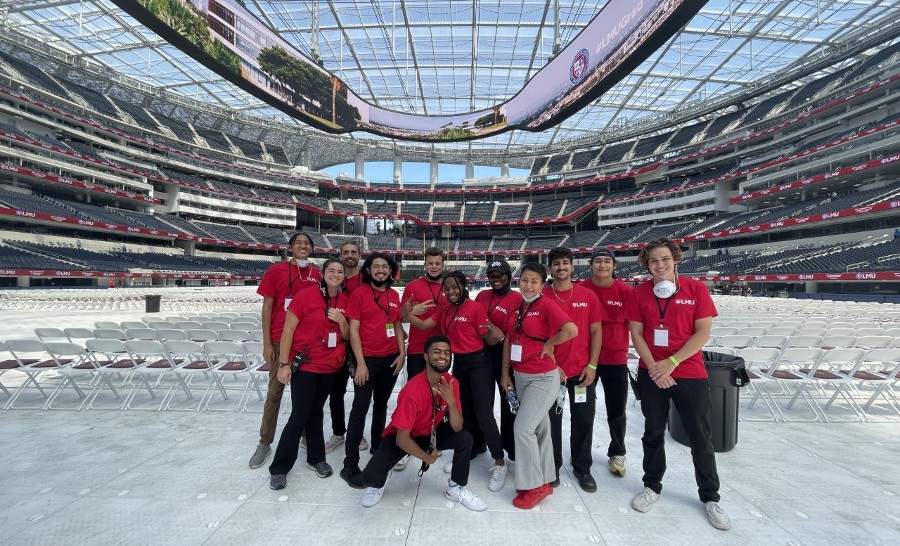 Image of student workers at SoFi Stadium