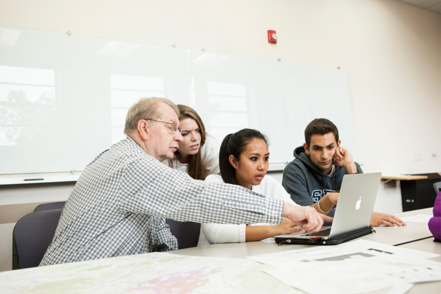 LMU Professor Joseph Reichenberger with students