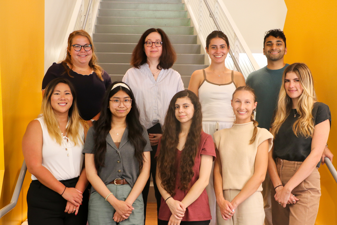 Members of the Genocide Justice Clinic gathered for orientation in Founders Hall.
