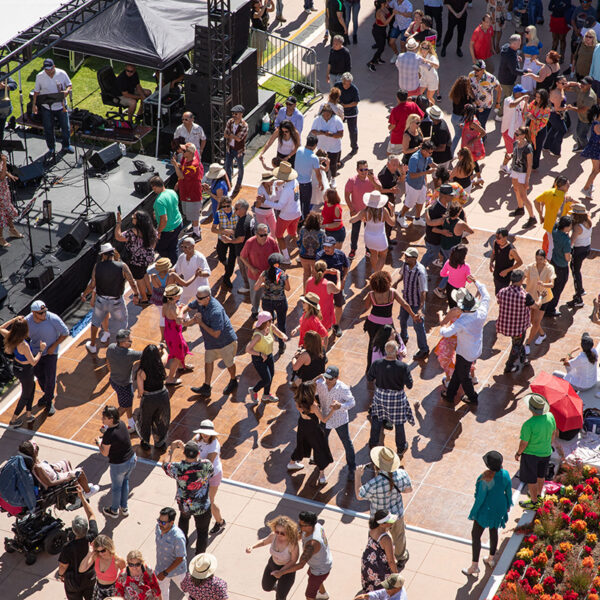 People participating in the Annual Salsafest at Loyola Marymount University.