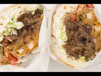 Close up or a beef Torta sandwich