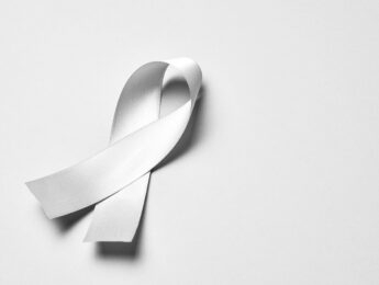 Lung cancer awareness ribbon background.
