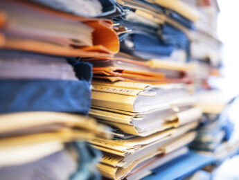 A stack of court files