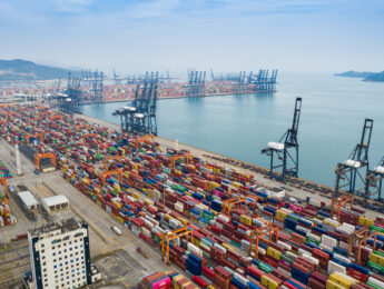 Aerial perspective of a container port, shenzhen, china