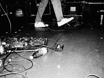 Black and white photo of a concert