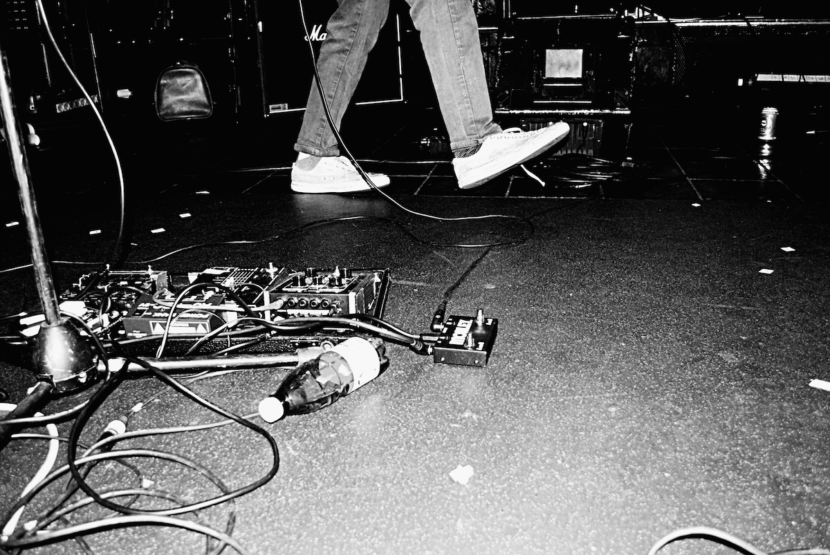 Black and white photo of a concert