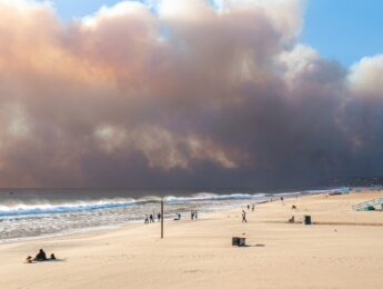 Palisades fire over the beach
