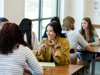 Students discussing in class