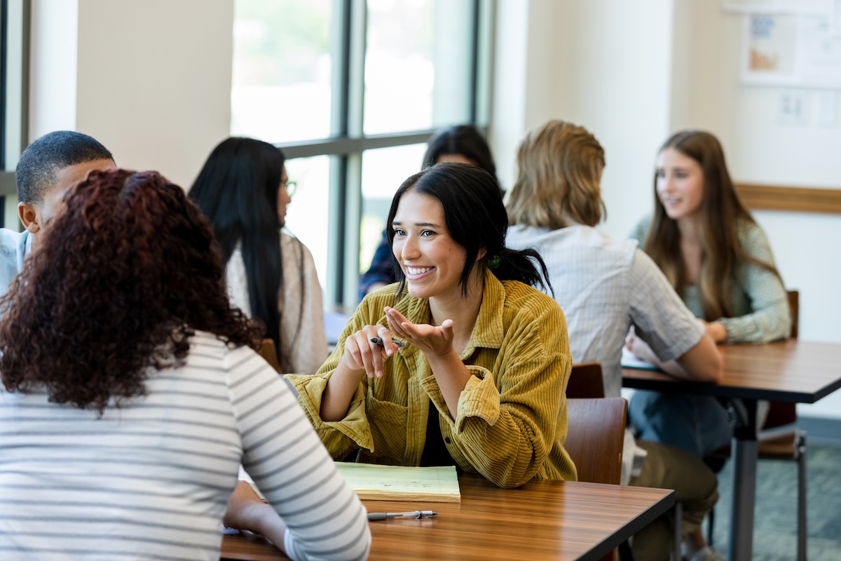 Students discussing in class