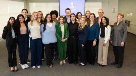 Pelosi pictured with LMU students