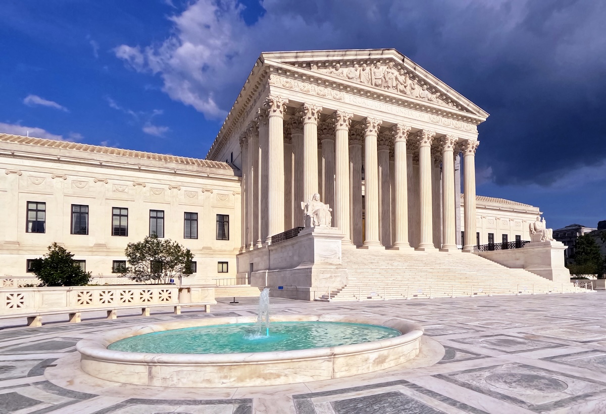 US Supreme Court Building and Fountain at Sunset - Washington DC, USA