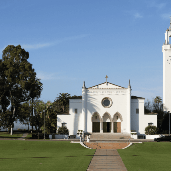 exterior photo of Sacred Heart Chapel at Loyola Marymount University