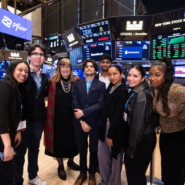 LMU students and CBA Dean Dayle Smith pictured at New York Stock Exchange