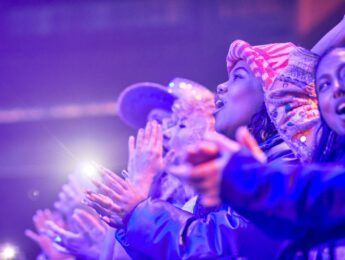 A crowd watching a concert