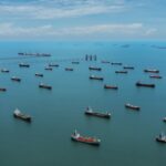 Oil tankers in the sea