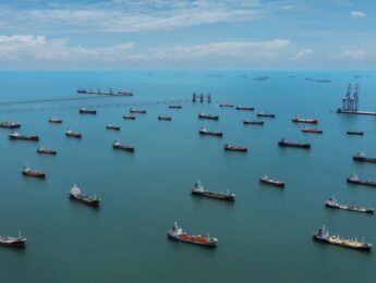 Oil tankers in the sea