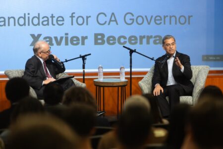 Xavier Becerra (former U.S. Secretary of Health and Human Services), and Larry Mantle in conversation