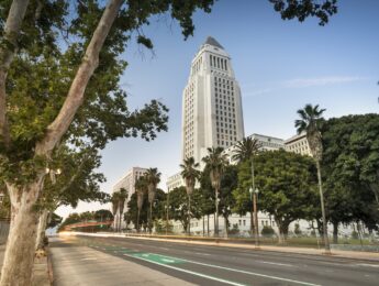 City hall headquarters in downtown Los Angeles California USA