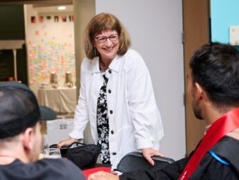 Dayle Smith in a classroom
