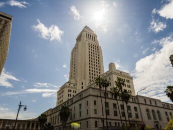 Los Angeles City Hall, completed 1928, is the center of the government of the city.