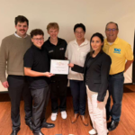 LMU mechanical engineering students holding third place certificate for American Society of Materials (ASM) Student Night in LA.