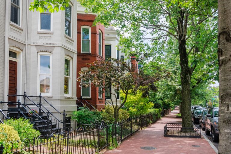 Row of townhouses in historic Capitol Hill neighborhood of Washington, DC