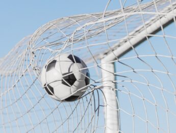 Soccer ball in goal