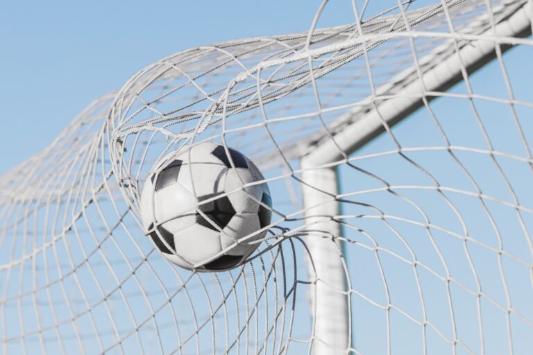 Soccer ball in goal