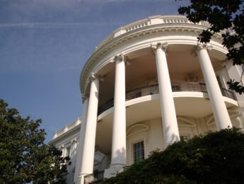 Closeup view of White House South Portico