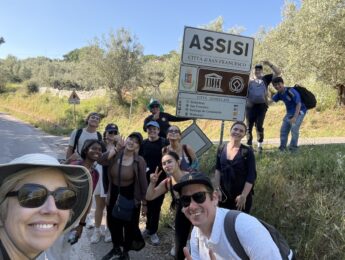 Students and faculty outdoors on the Via di Francesco