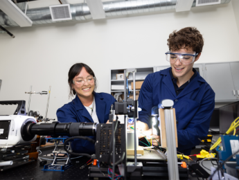mechanical engineering student Mackenzie Kawashiri ’27 working in lab