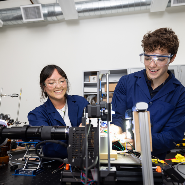 mechanical engineering student Mackenzie Kawashiri ’27 working in lab