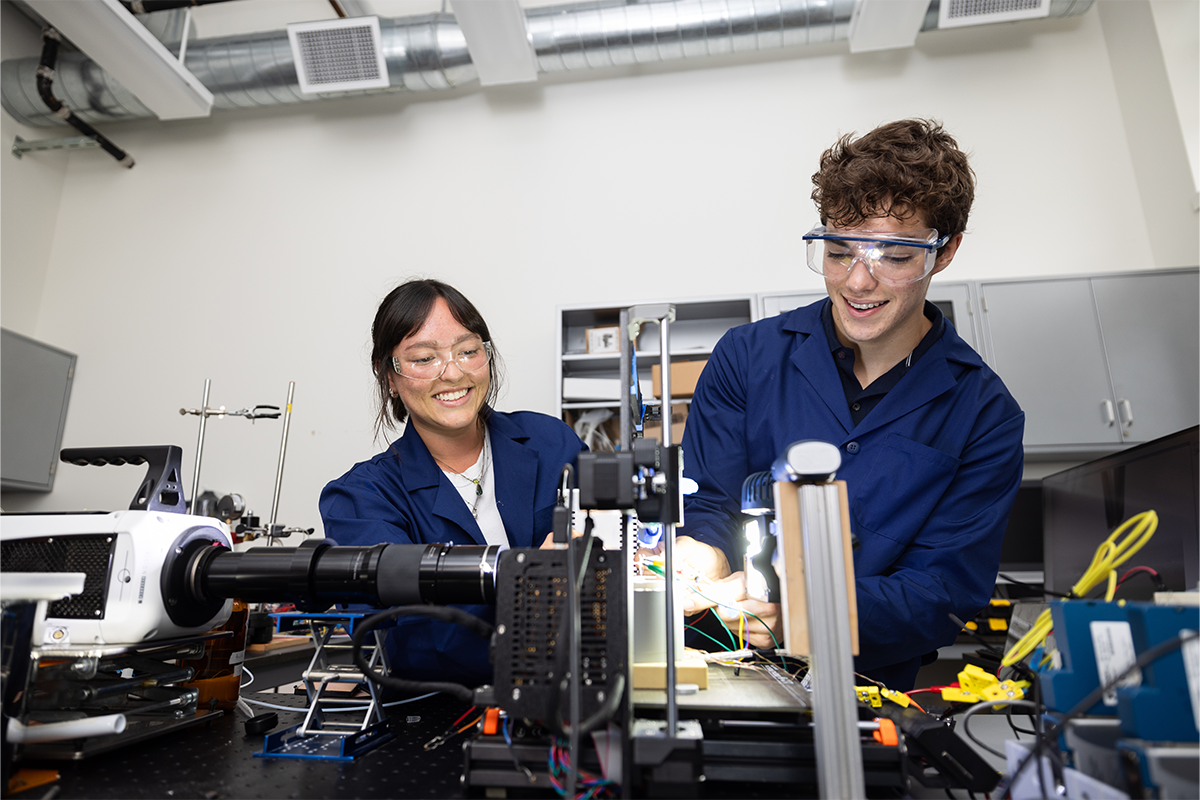 mechanical engineering student Mackenzie Kawashiri ’27 working in lab