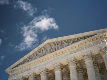 Detail exterior view of America's highest court