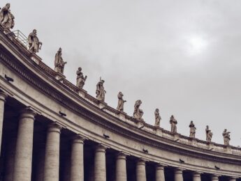 Vatican City in Rome Italy. Bernini's Colonnade next to St. Peter's Basilica in the Vatican City