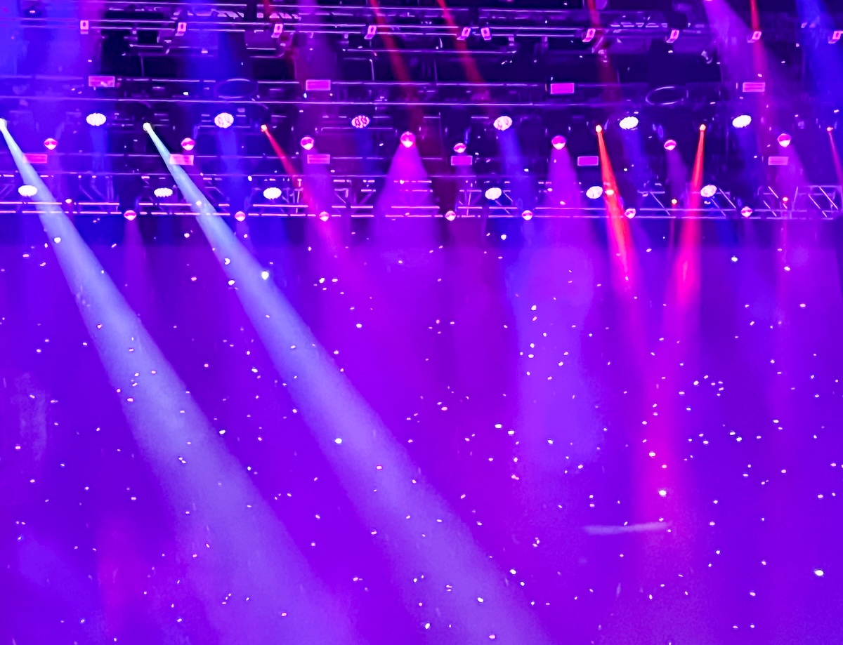 Pink Light Smoke and Confetti at a concert