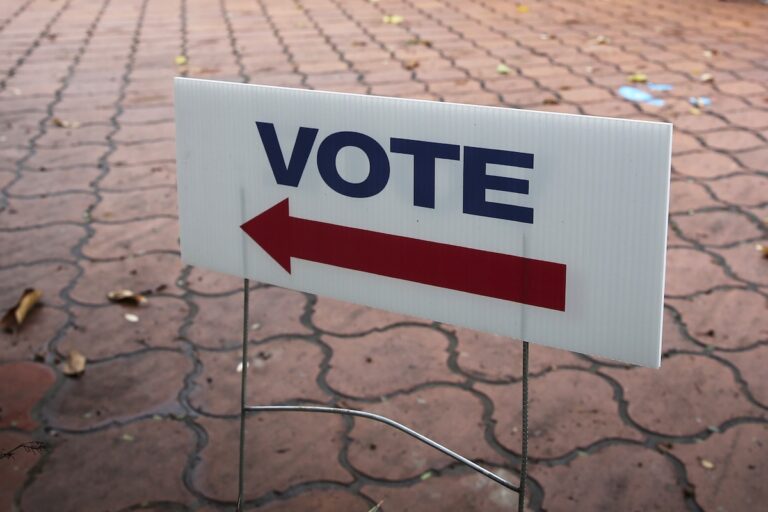 A voting sign outside a Polling Station.