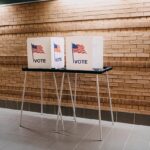 Voting booths in hallway