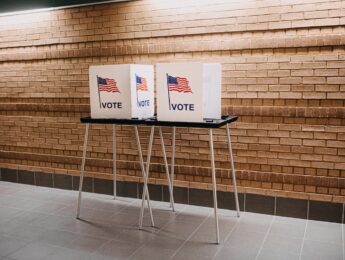 Voting booths in hallway