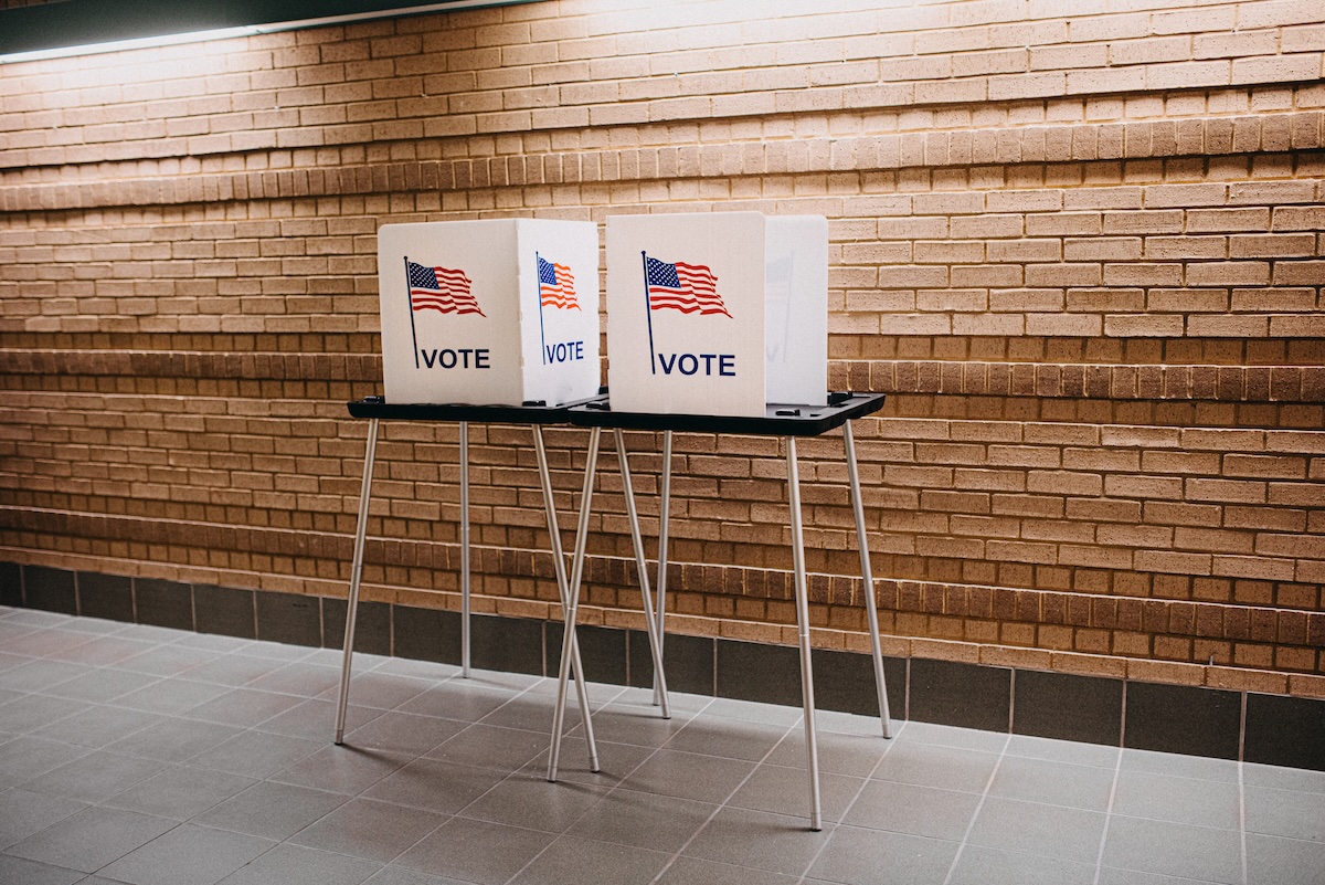 Voting booths in hallway