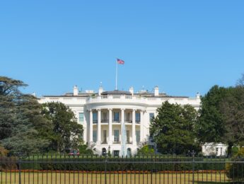 White House on deep blue sky background in Washington DC