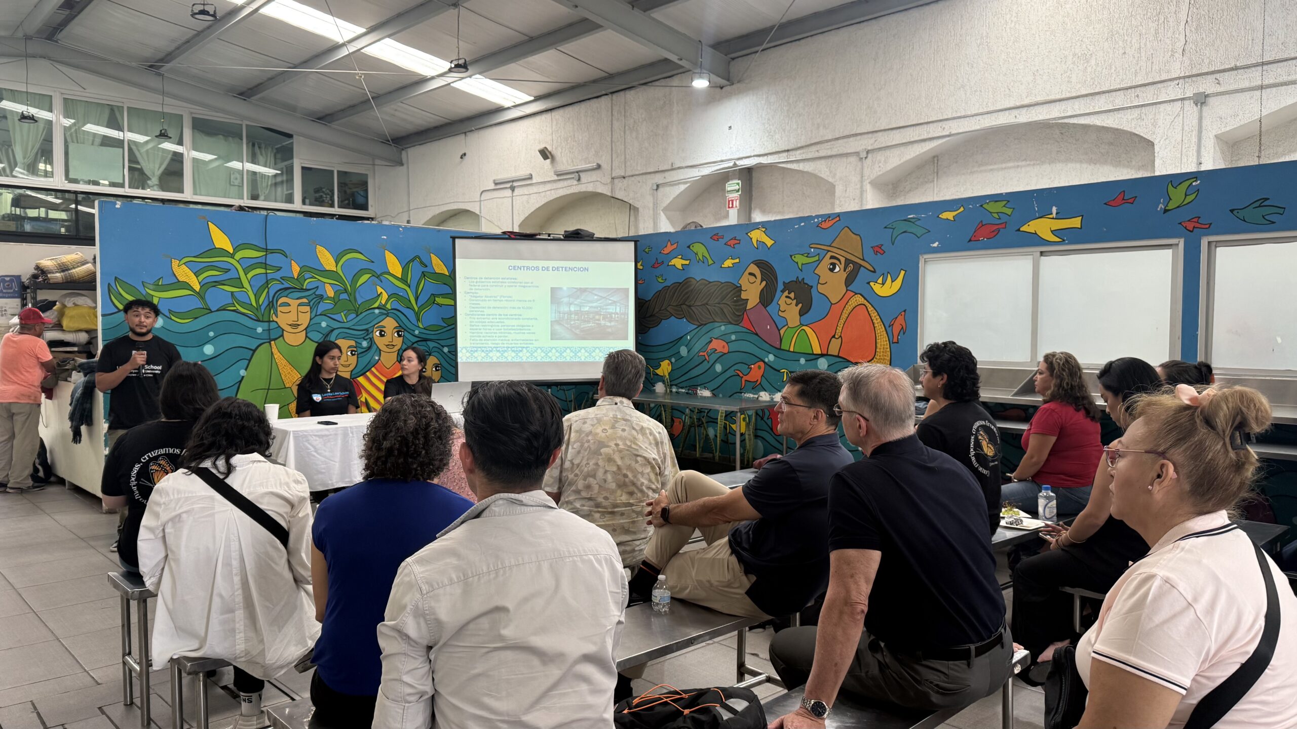 LMU Loyola Law School students give Know Your Rights presentation regarding the realities of the border to communities gathered in Guadalajara.