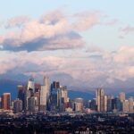 Downtown Los Angeles with mountains in the background