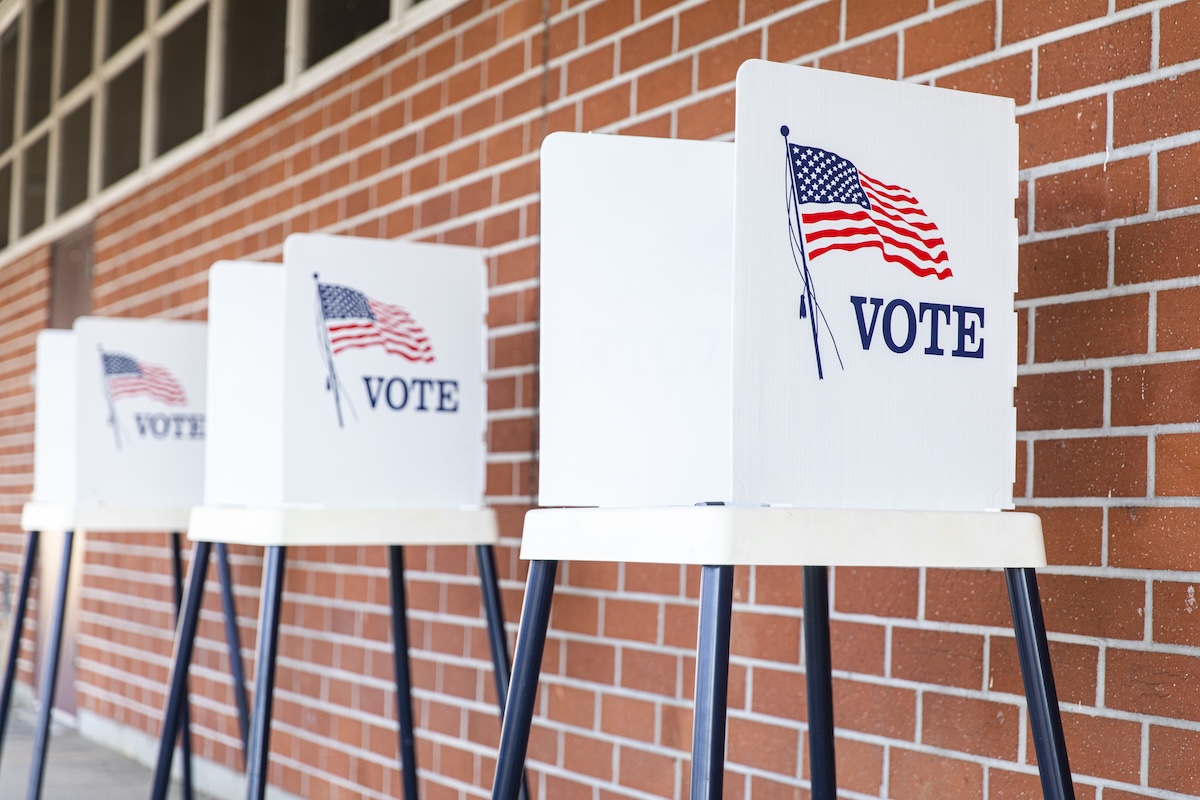 A polling location station is ready for the election day.